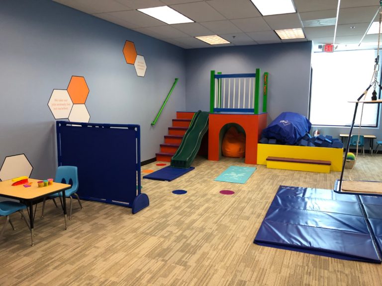 Photo of a sensory gym and ABA nook at Westside Children's Therapy clinic in Plainfield Illinois
