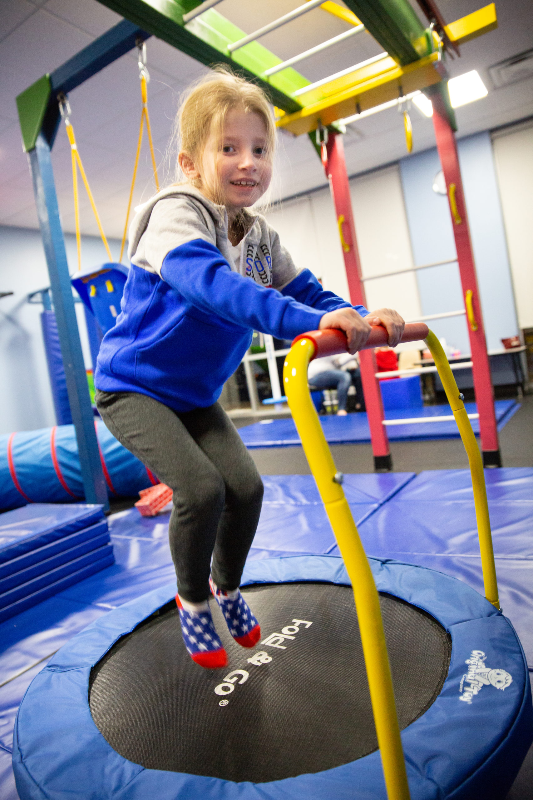 photo of a child on a trampoline at Westside Children's Therapy in Illinois. photo used in Homer Glen clinic page.