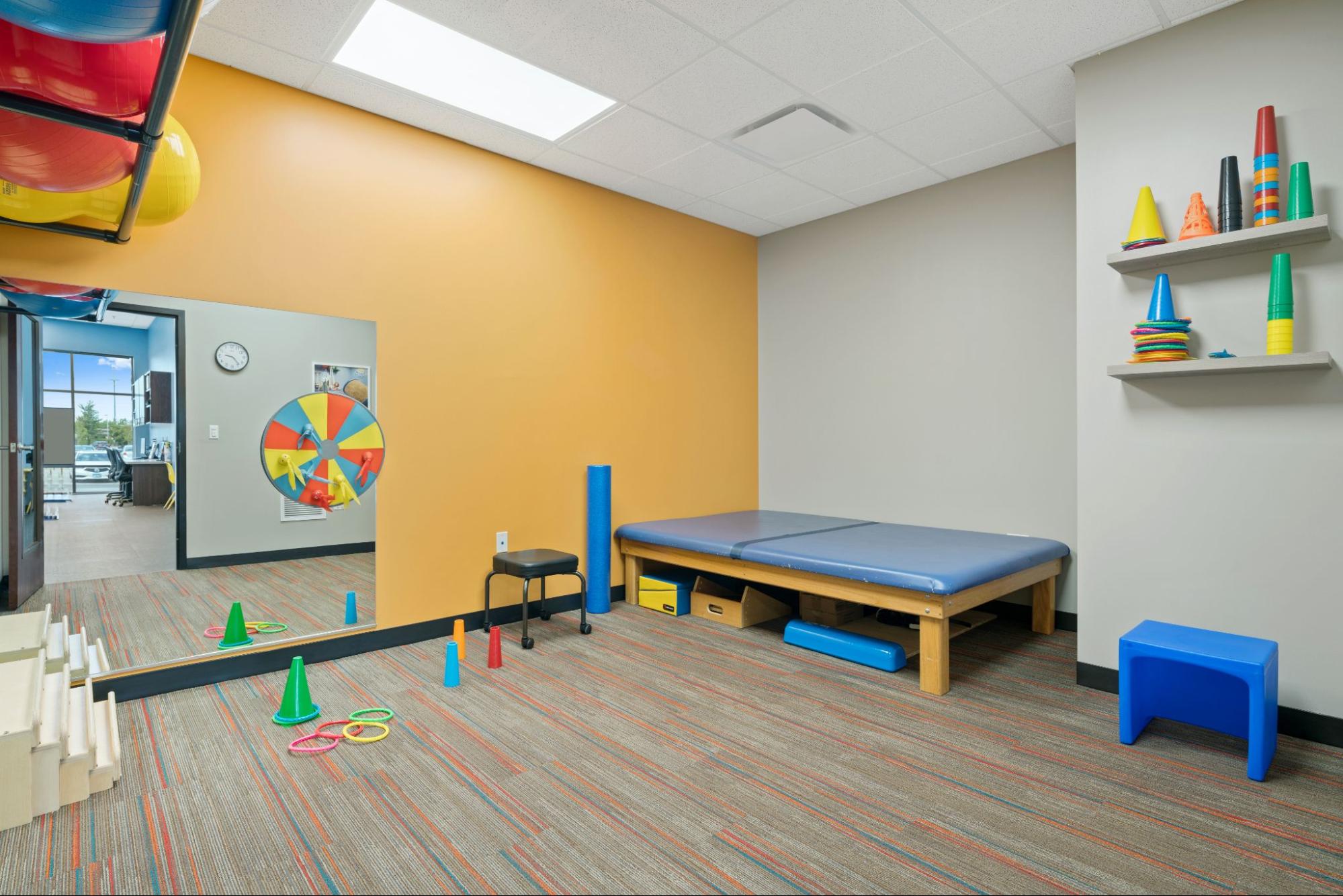 pediatric physical therapy room at Westside Children's Therapy in Illinois