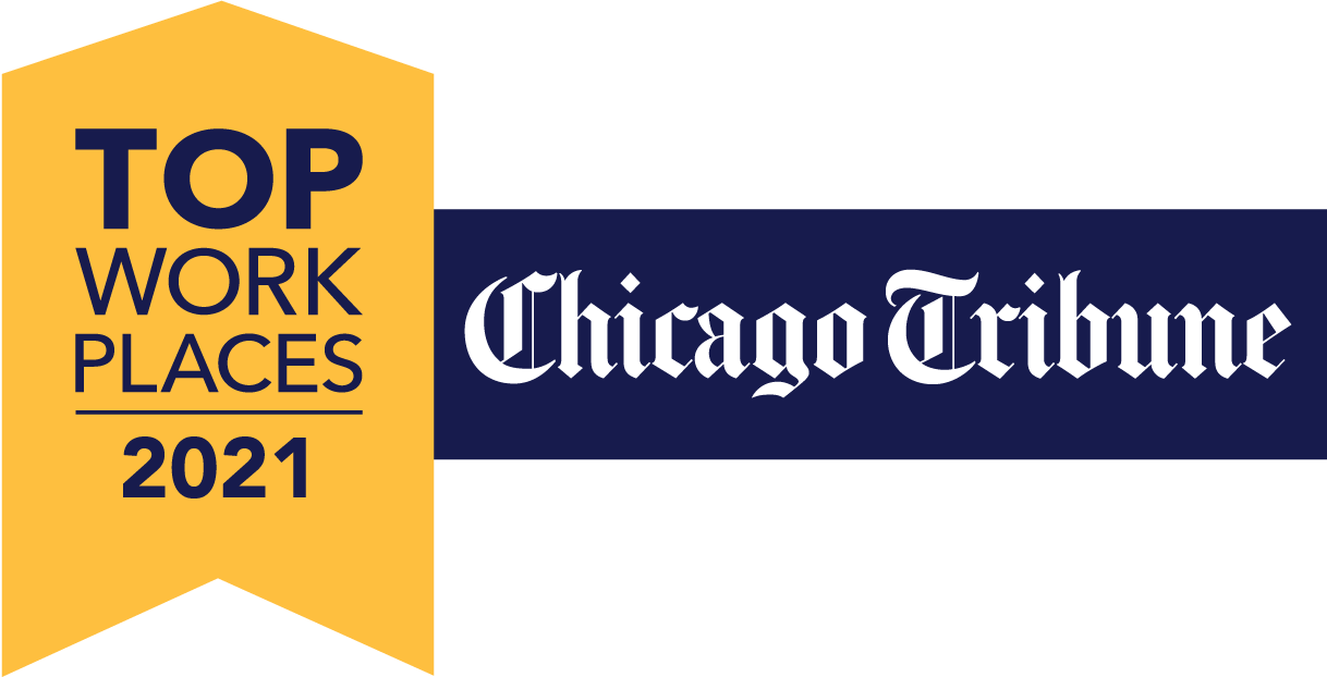 photo of chicago tribune top work places badge 2021