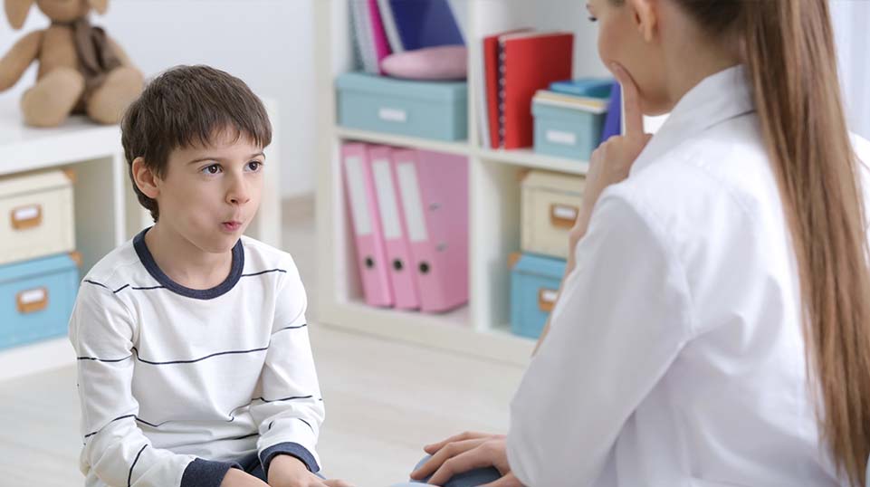 Speech therapist with child at Westside Children's Therapy