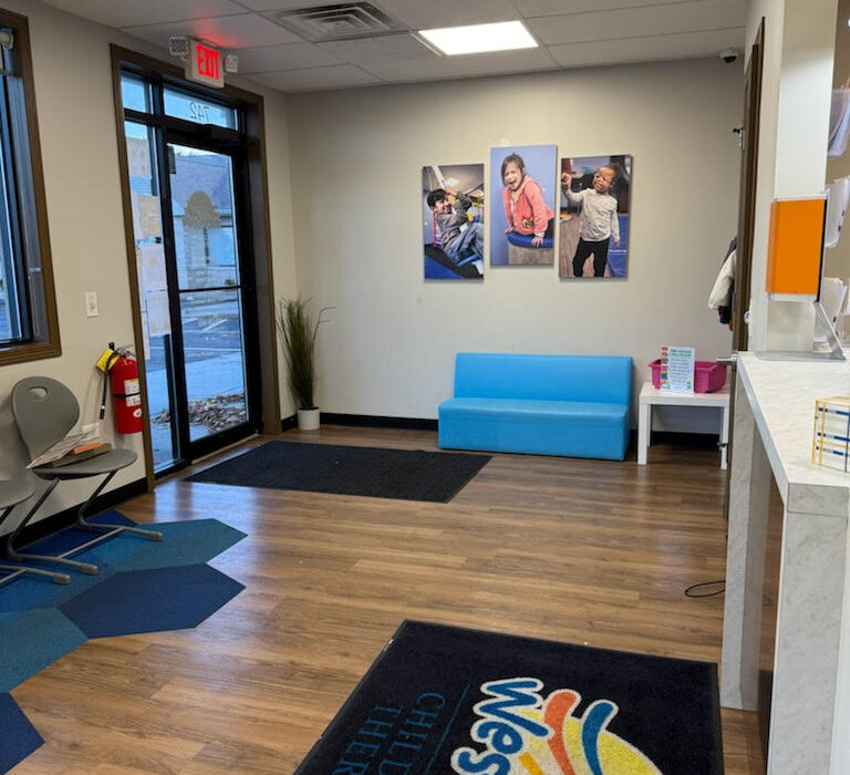 reception and waiting area of a pediatric clinic,