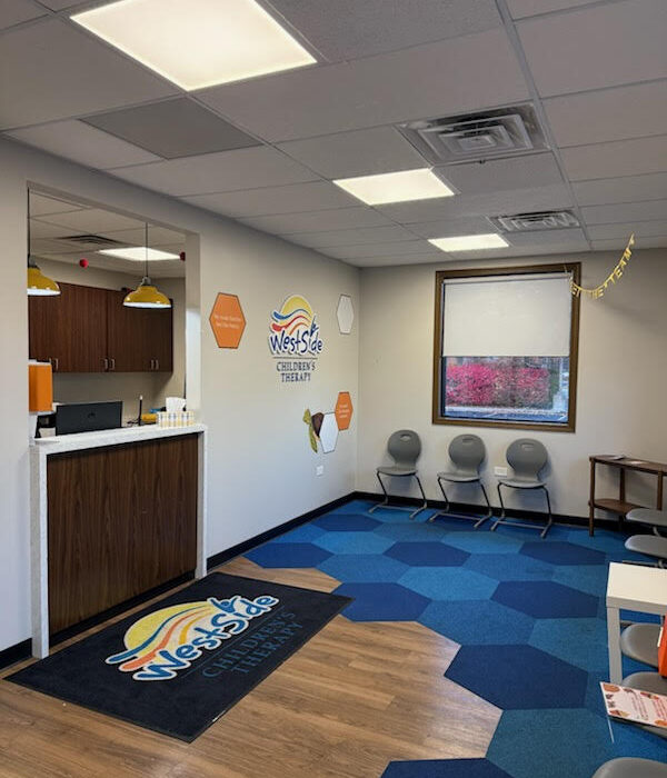 indoor pediatric sensory or occupational therapy gym equipped with colorful climbing structures