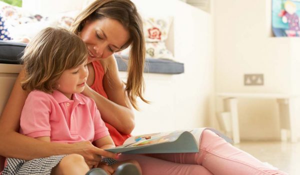 Child at home with her mother